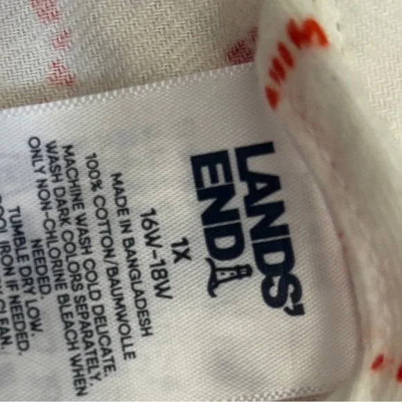 Lands’ End Pajama Top White Heart Print Size: 1X - Picture 2 of 3